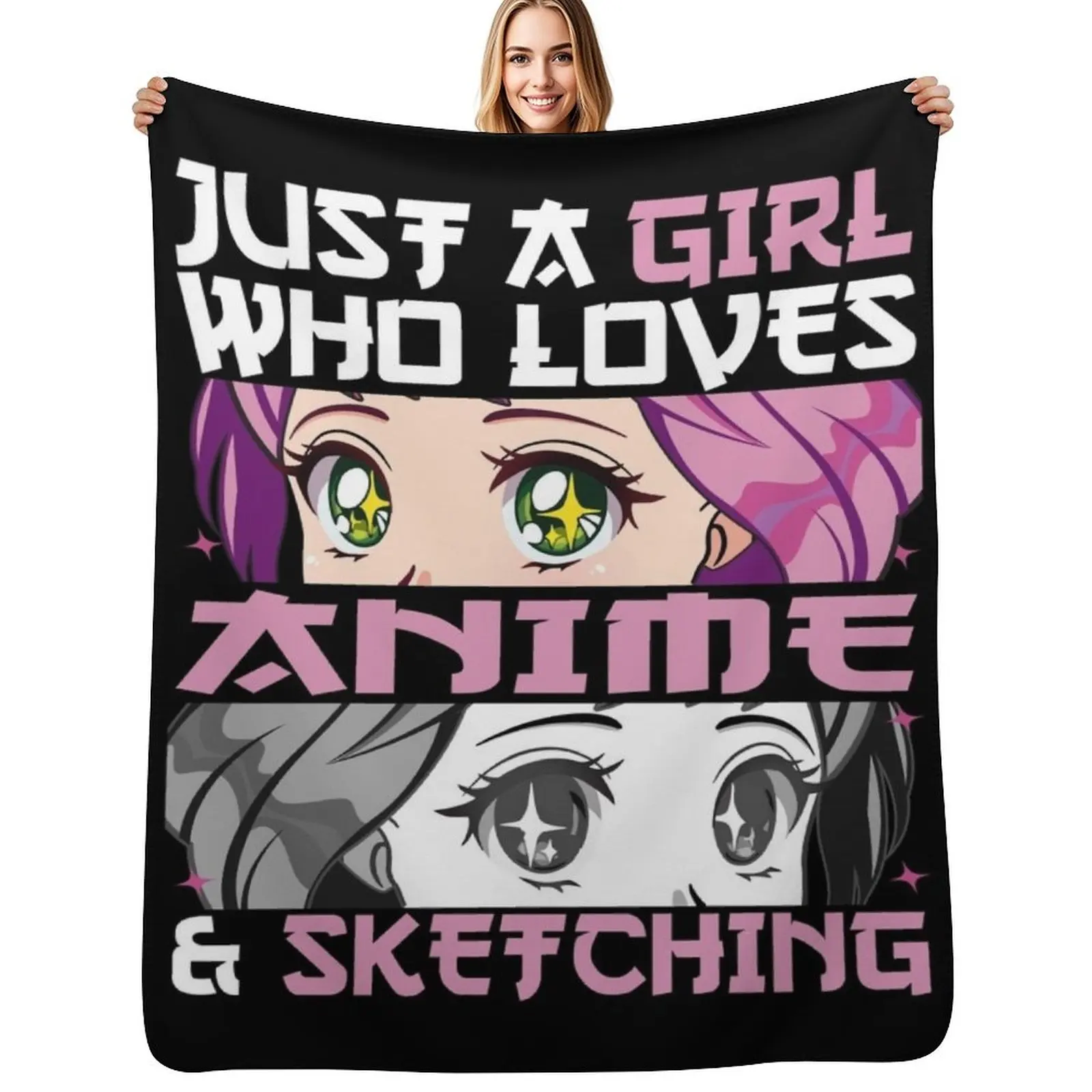 

Just A Girl Who Loves Anime And Sketching Throw Blanket Easy Care Comfortable Blanket for Couch