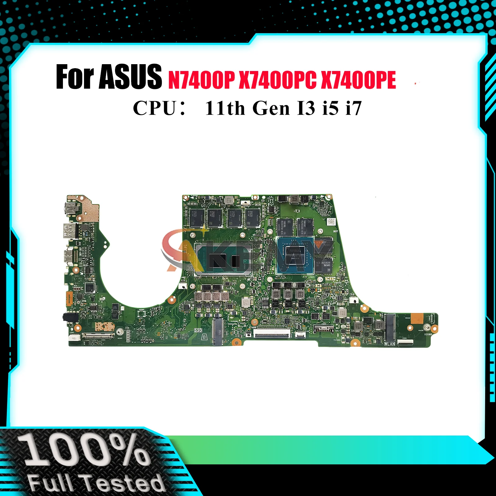 X7400PC carte mère d'ordinateur portable pour ASUS V3500P X7400PE V3400P X7400P K3500P N7400P K3400P X7400PC carte mère avec 11th Gen I3 i5 i7