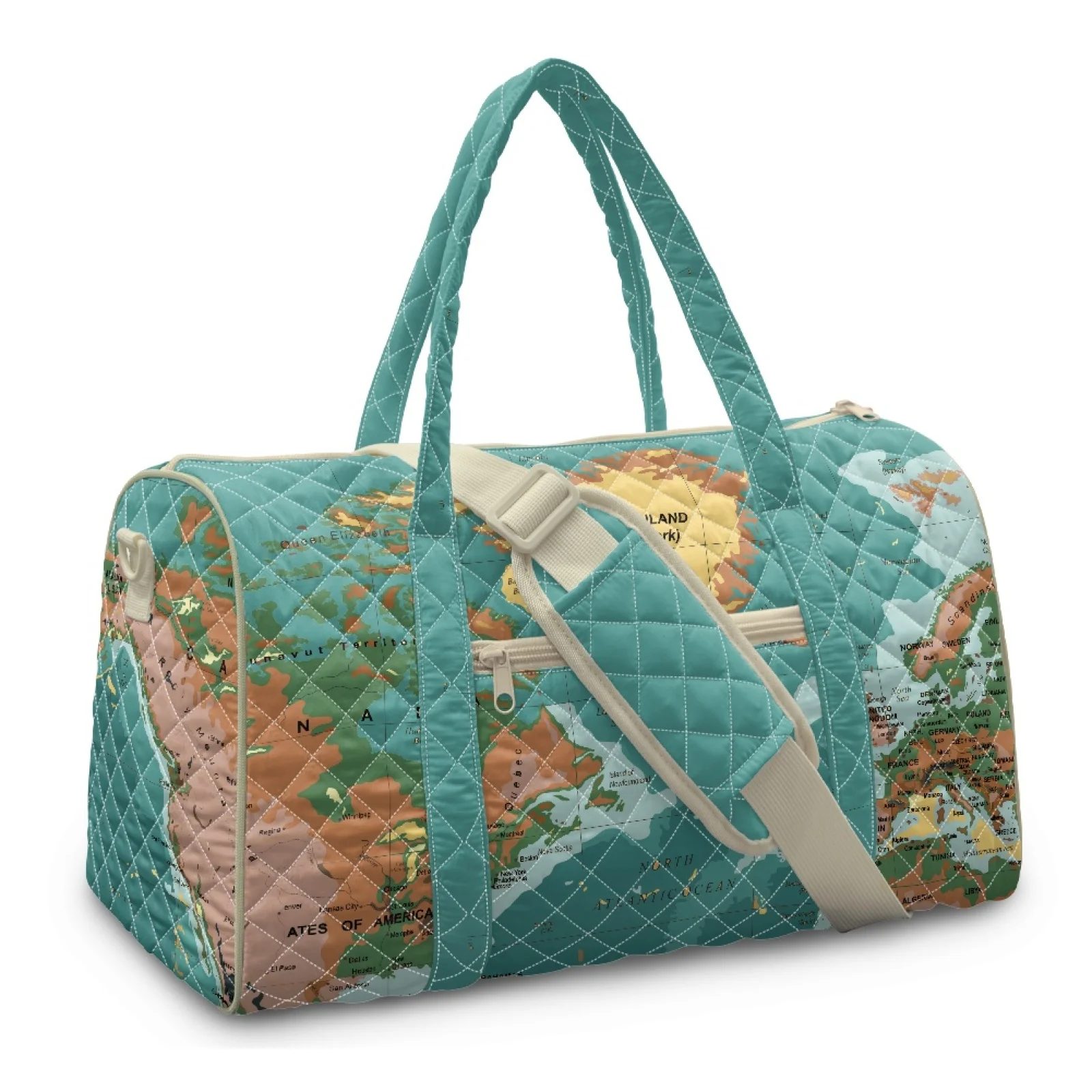 Coloranimal Map Design New Trend Large Capacity Tote Duffle Bag for Women Polyester Gymbag