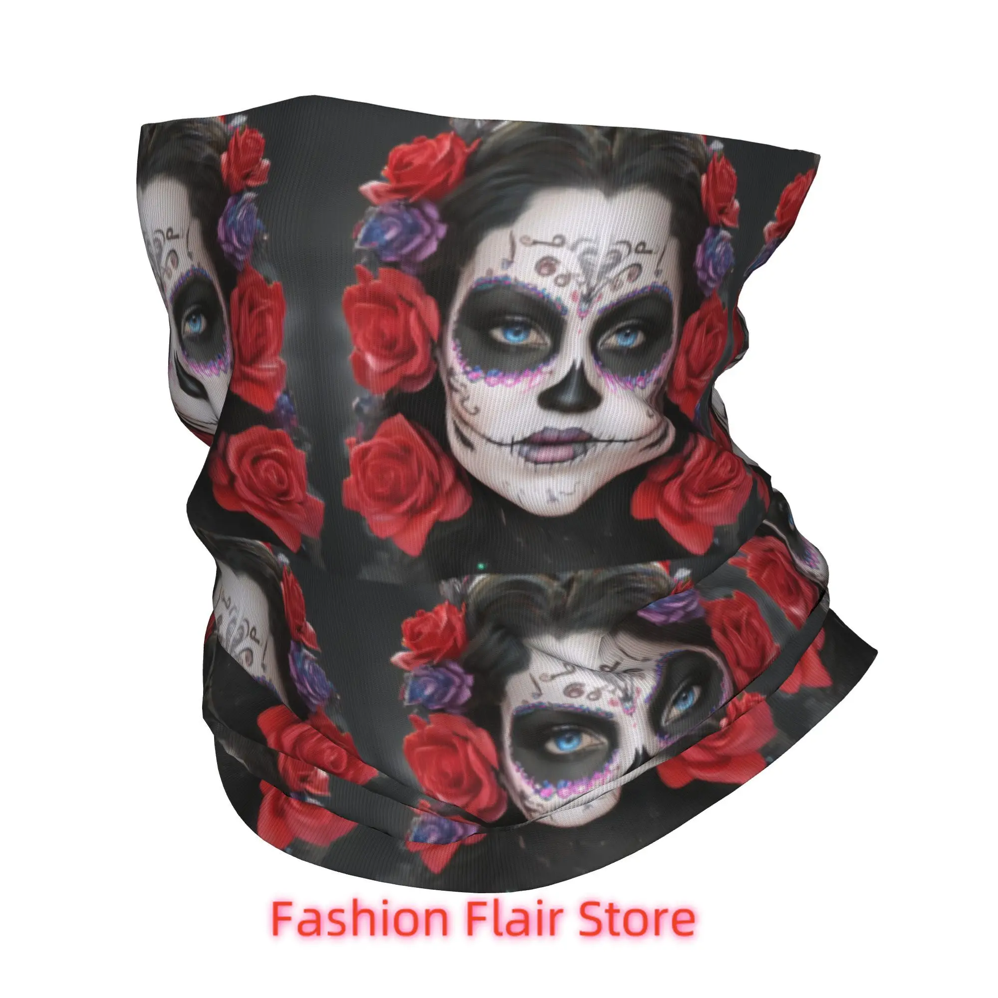 Halloween Catrina calavera de azúcar Día de los muertos señora mexicana Bandana cubierta para el cuello máscara impresa bufanda diadema montar Unisex adulto