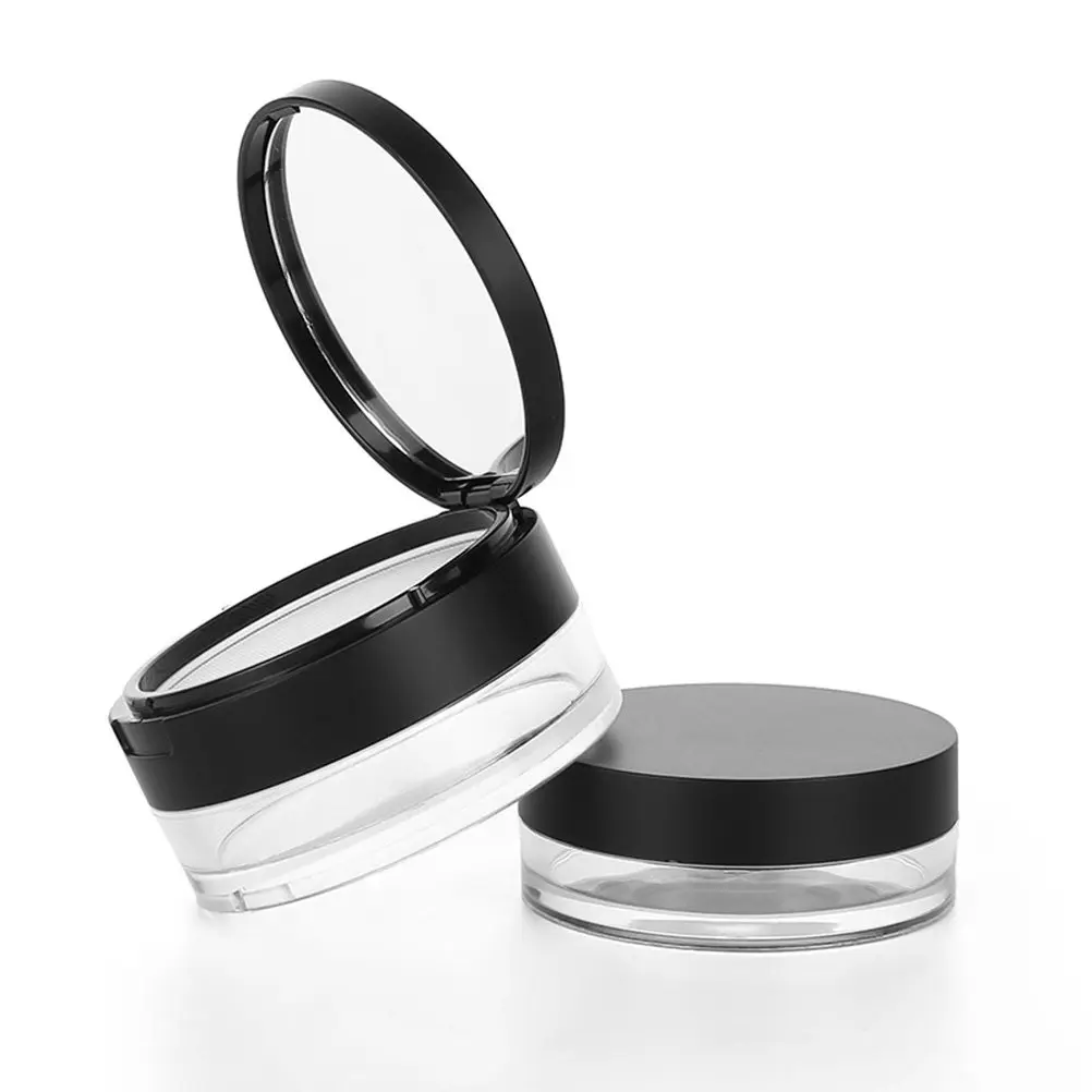 1Pcs Portable Elastic Mesh Powder Case Small Mirror Makeup Powder Container Travel Storage Leak Proof