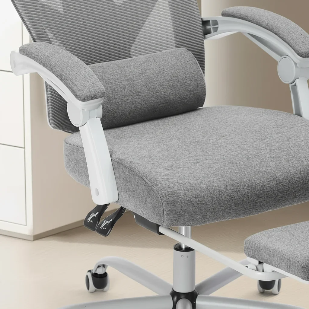 Эргономичное офисное кресло с высокой спинкой и подставкой для ног, вращающееся настольное кресло с откидной сеткой, подголовником и поясничной опорой, серый