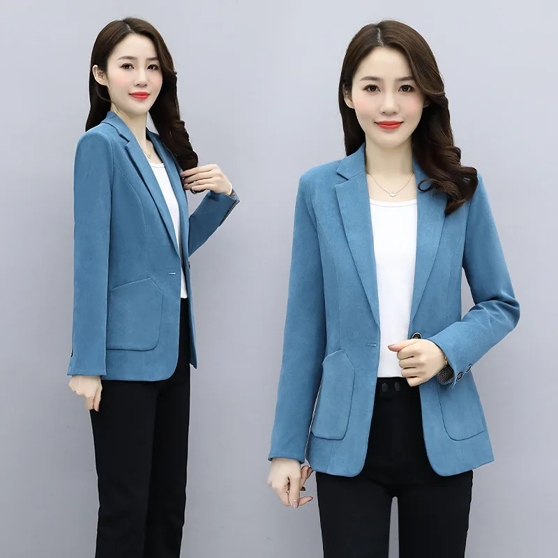 Primavera autunno cappotto donna Blazer donna donna lavoro lavoro indossare manica lunga singolo bottone Blazer giacca formale capispalla femminile