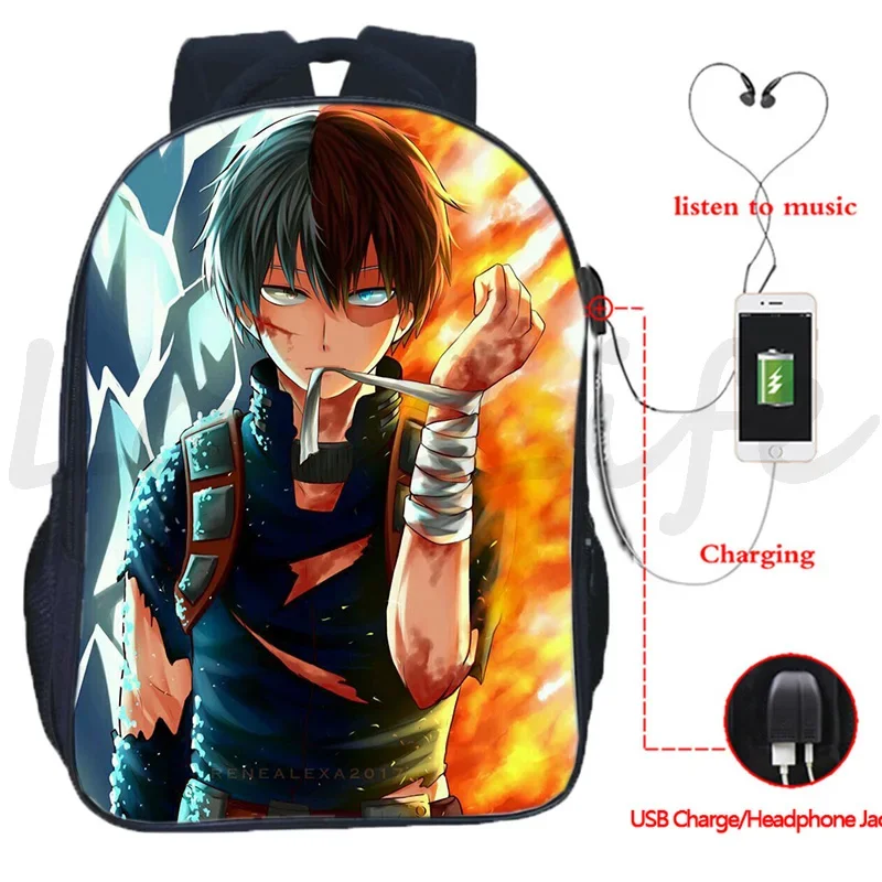 

Bakugou My Hero Academia Backpack Multifunction USB Port Headphone School Bags Travel Knapsack Boku No Hero Academia Backpack