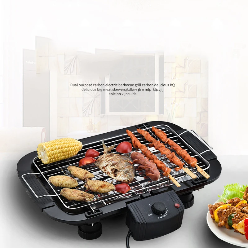 เครื่องย่างบาร์บีคิวไฟฟ้าอเนกประสงค์แบบไร้ควันสำหรับครัวเรือนจานเนื้อกระทะอัตโนมัติไม่ติดแบบพกพา