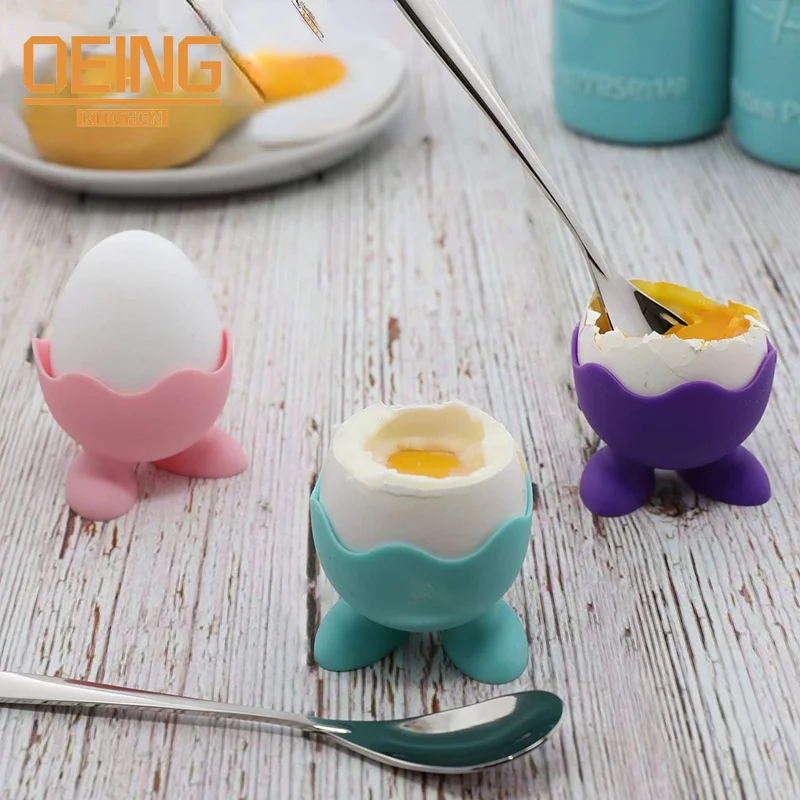 

5 Pcs Silicone Egg Cup Colorful Soft Silicone Egg Cup Boiled Egg Serving Cup Egg Tray Egg Holders Stands Kitchen Tools Gadgets