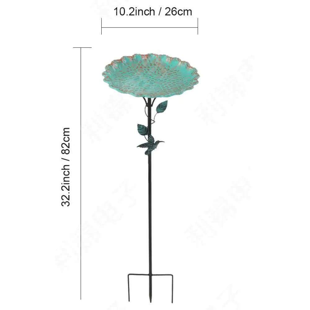 Garden Decoration Iron Bird Feeder Ground Plugin Durable Multi Functional Bird Feeding Dish Retro Bird Bath Hummingbird