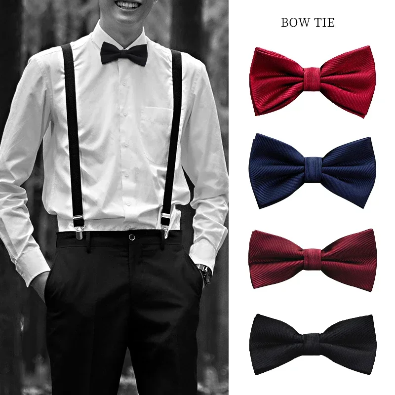 

Men's bow tie best man groom wine red black blue suit shirt accessories men's wedding bow women