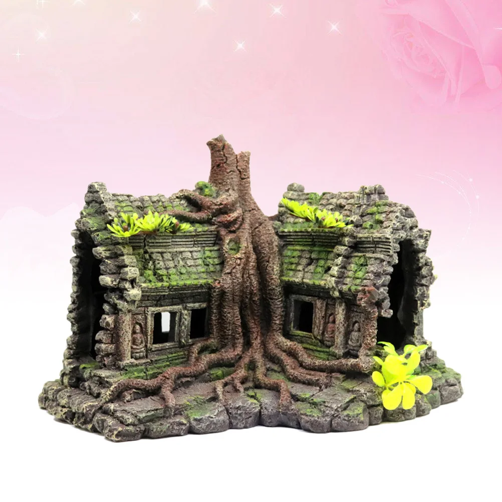 

1Pcs Resin House Wreckage Craft Durable Desktop Ornament Aquarium Decorations Fish Tank Resin Crafts Aquarium Ornaments