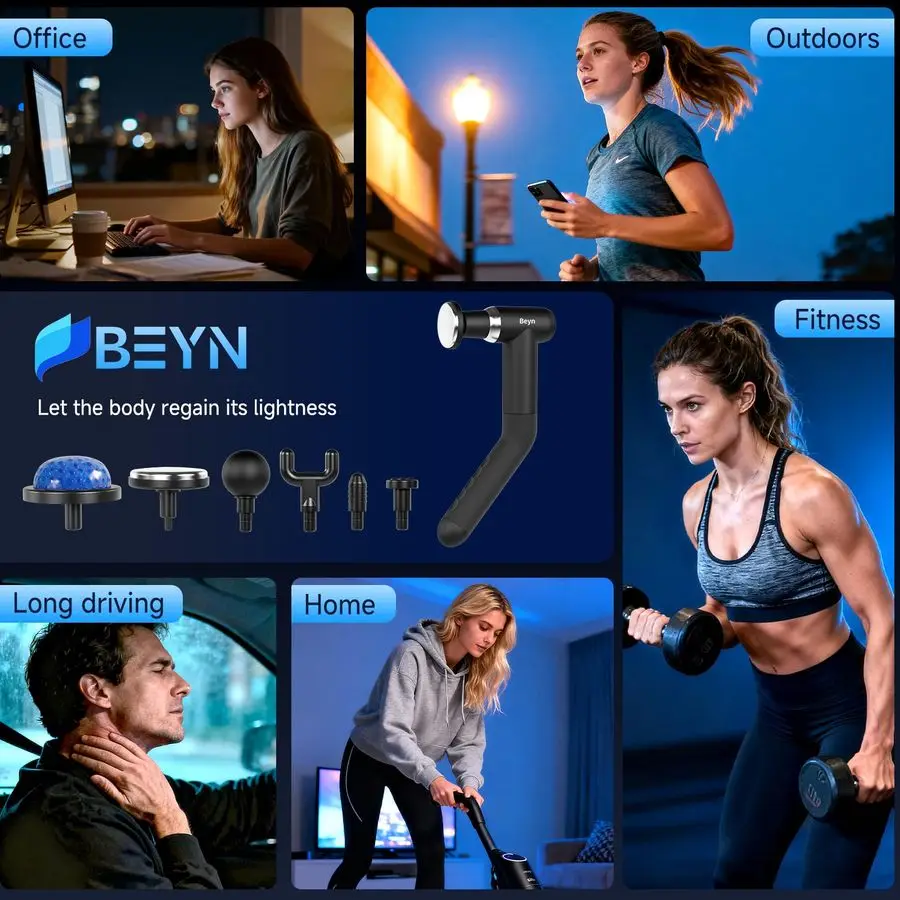 مسدس تدليك بمقبض ممتد قابل للفصل والبارد، مسدس تدليك الأنسجة العميقة، يستخدم لتخفيف آلام الظهر