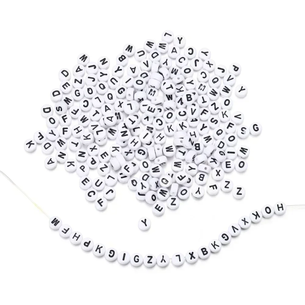 100-500Pcs Acrylic Colorful Letter Beads Round Flat Loose Spacer Beads For Jewelry Making Diy Bracelet Necklace Accessories