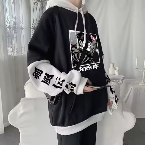 Anime Berserk Harajuku Guts Manga Hoodies Gothic Cartoon Men Hip Hop Long Sleeve Streetwear Casual Women Winter Warm Sweatshirts