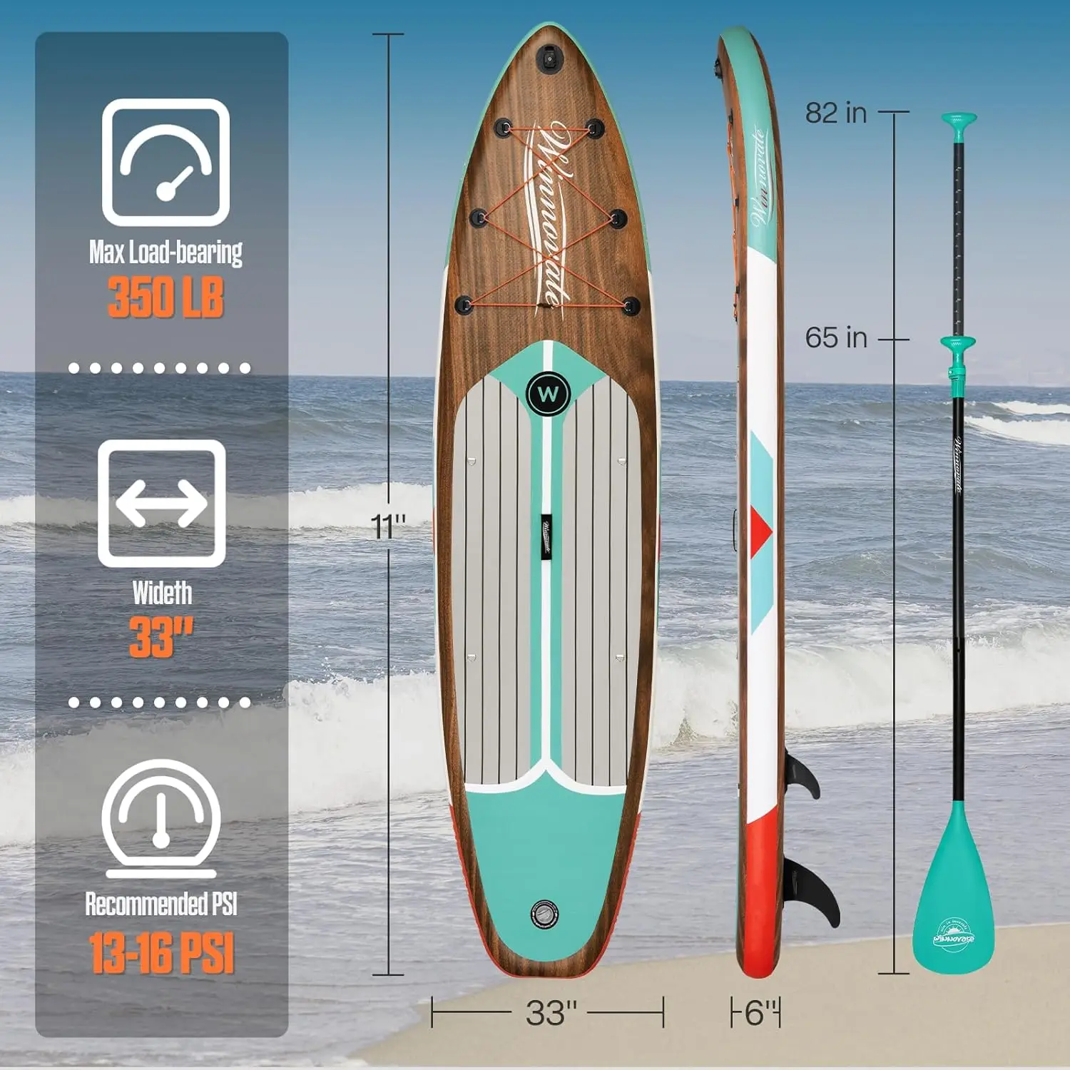 Inflatable Stand Up Paddle Board, Wide Paddle Board for Adults & Youth, Paddle Board Accessories