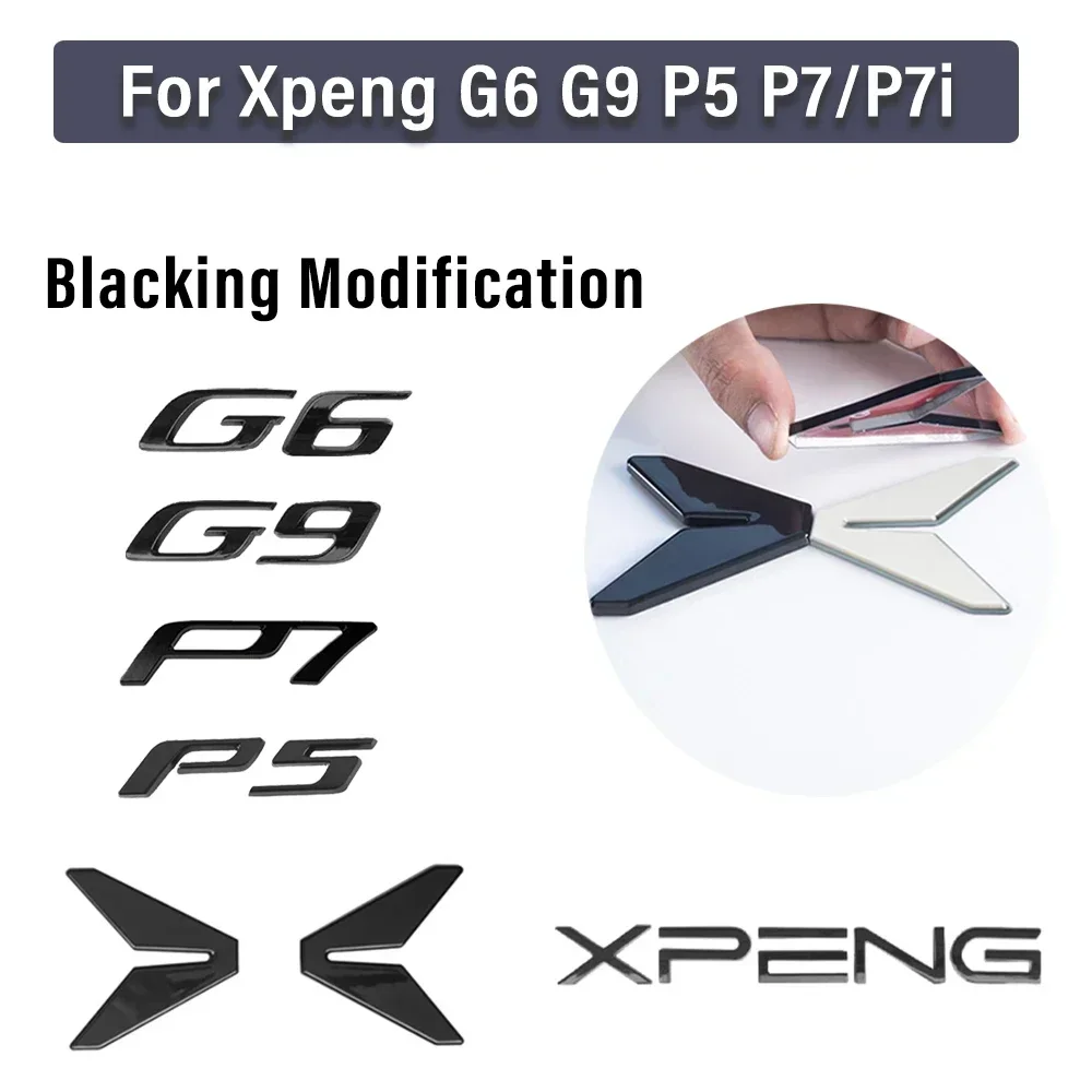 For Xpeng G9 G6 P7i P5 G3i P7 Xiaopeng Black Badge Front Rear Badge Blackened Modification Accessories