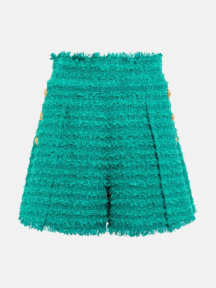 

HIGH QUALITY Newest 2024 F／W Designer Fashion Women's Tassel Fringed Tweed Shorts