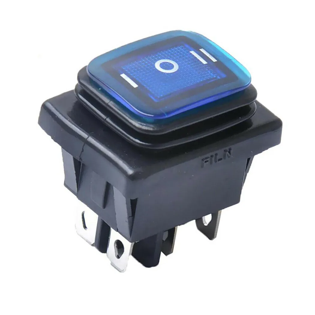 Interruttore a bilanciere 2 pezzi DPDT 6 pin On Off On 3 posizioni con LED blu 16A 250 V CA per dispositivi elettrici per auto e marini