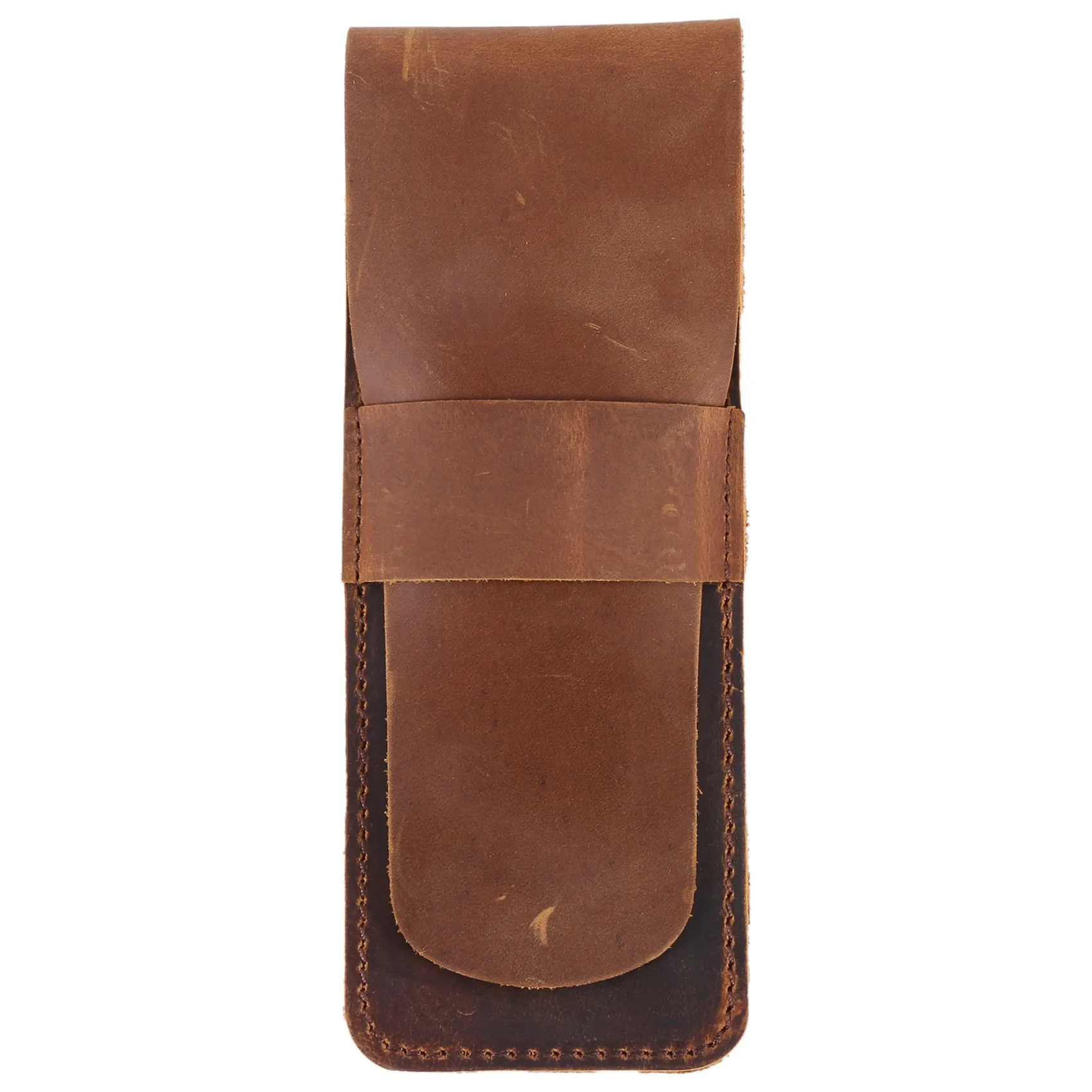 (WSFS) Handmade Leather Pencil Storage Bag Cowhide Fountain Pen Case Holder Vintage Retro Accessories for Travel Journal A - view 4