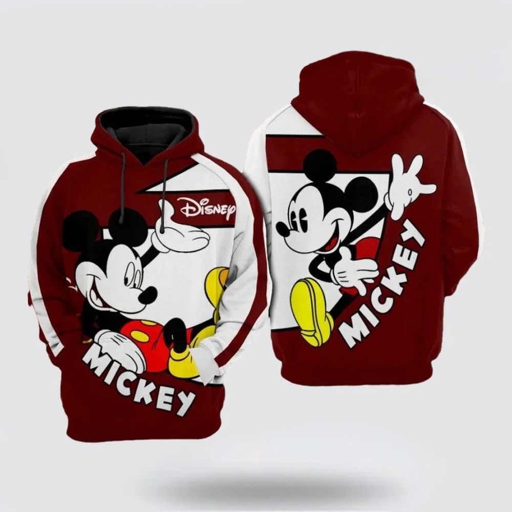 Disney Boys and Girls Hoodies Oversized New Men's Hoodies 3D Printed Pullovers Mickey Mouse Men's Hoodies MINISO Men's Clothing