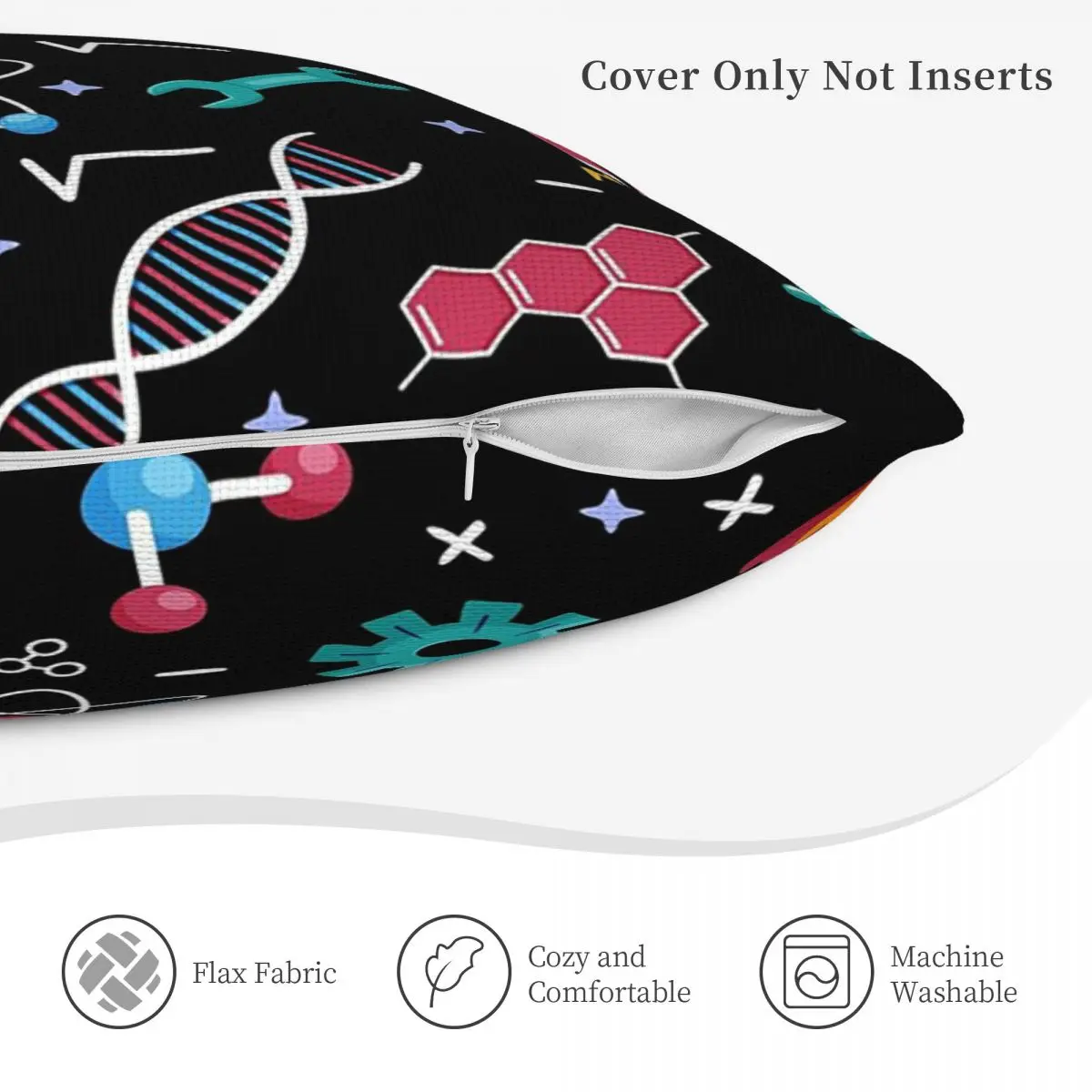 STEM Icons Pattern Science Engineering Square Linen Pillowcase Cushion Cover Polyester Decor Bed Home Comfort Throw Pillow