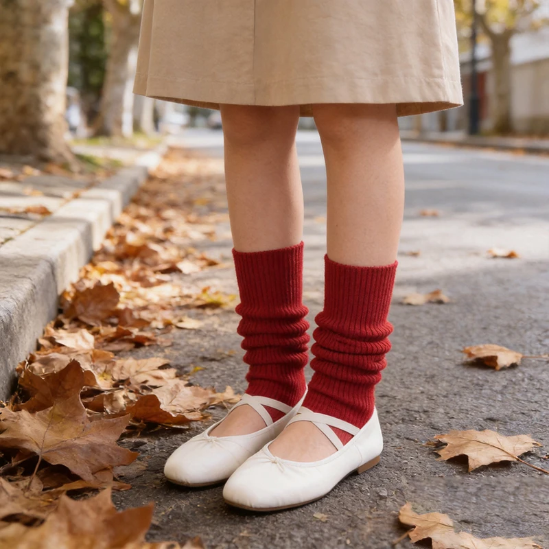 54cm Cashmere Simple Ballet Style Sock 2026 Solid Color Mid-calf Calf Socks Sun Protection Stepping on Feet JK Stockings