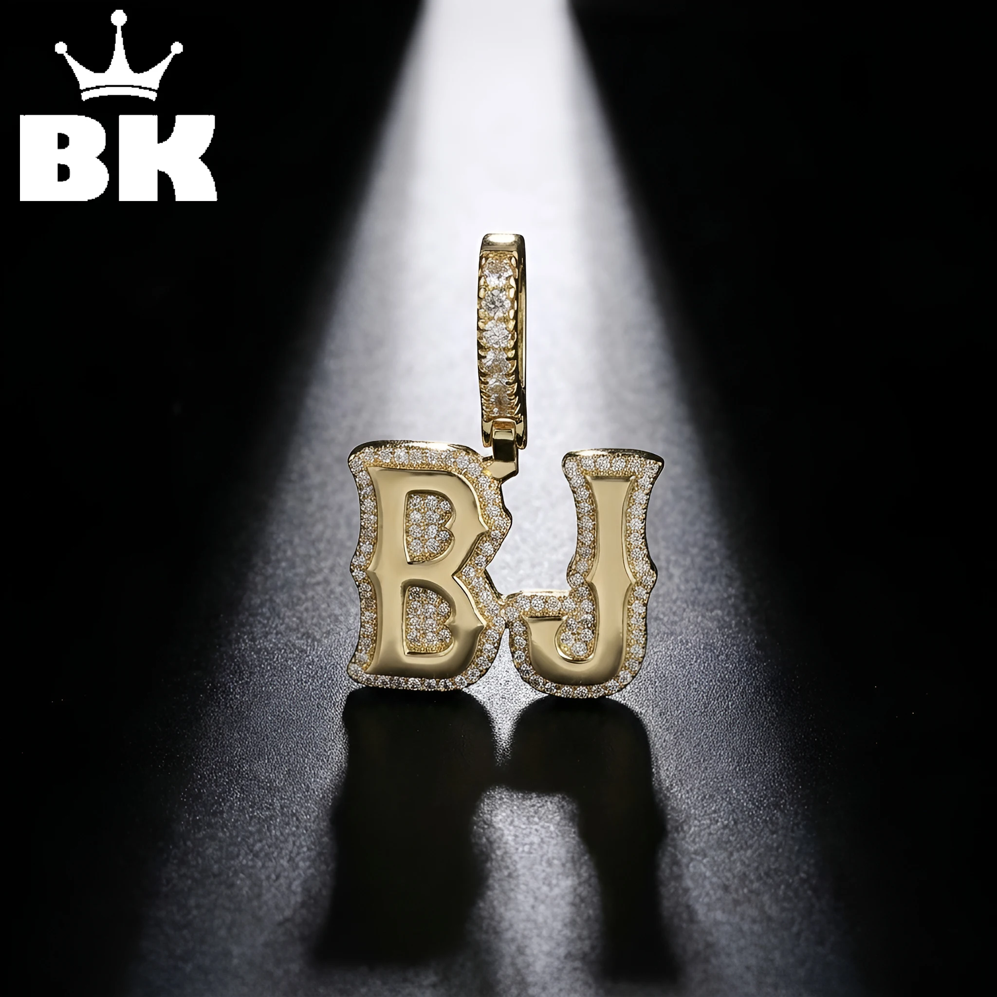 THE BLING KING Iced Out Custom Double Letter Pendant Rope Chain Full Zircon Hip Hop Jewelry Christmas New Year Gift for Rapper