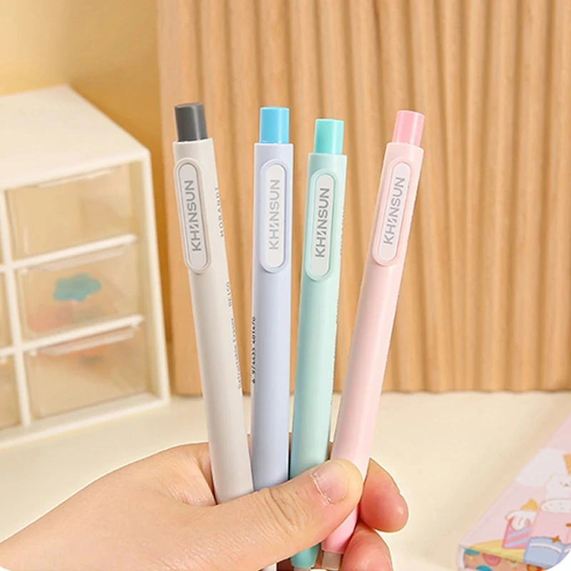 6pcs/set Pen Shape Press Type Pencil Eraser Replaceable Core Sketching Painting School Writing Erase Supplies Stationery Gifts