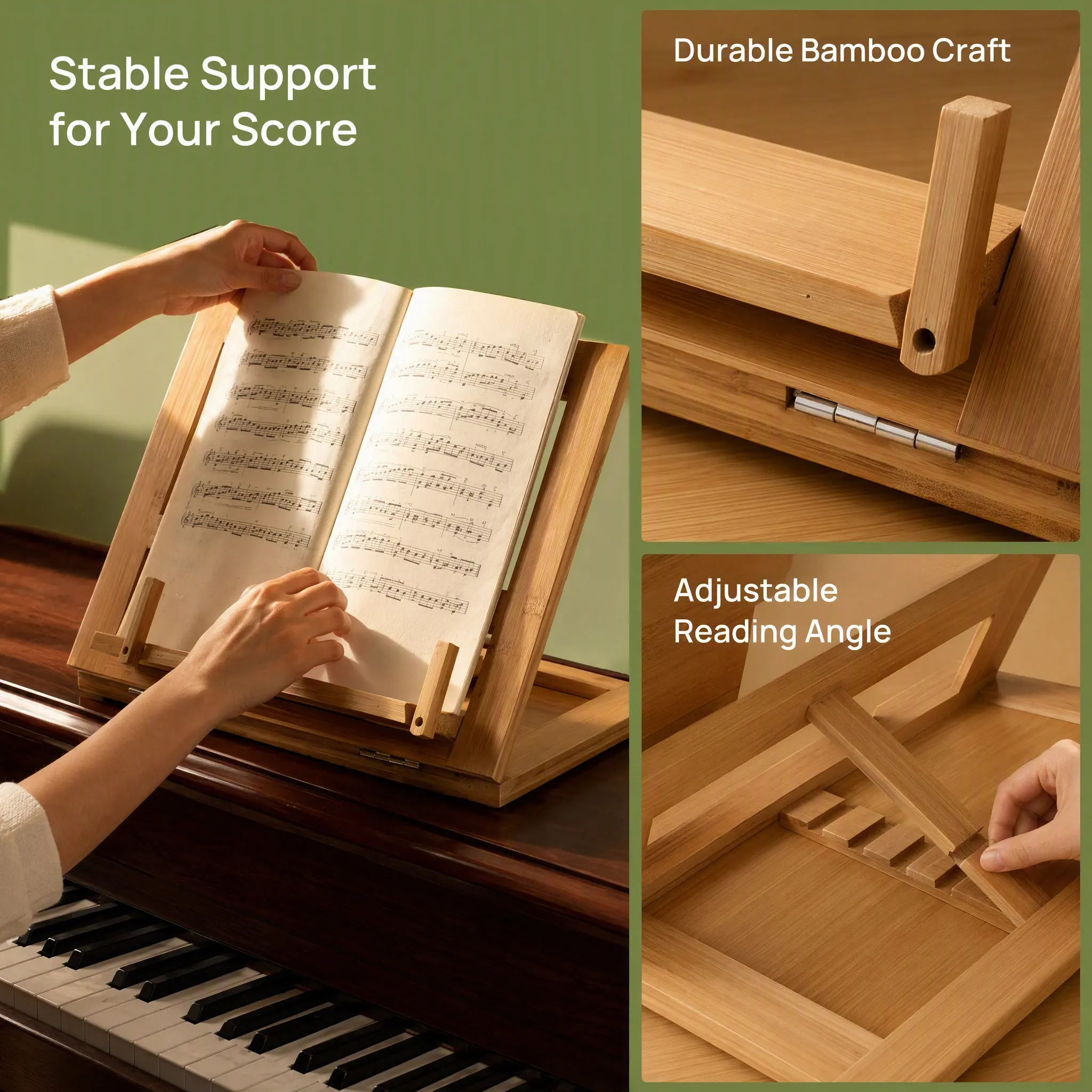 Music Sheet Stand Desktop Book Holder Sheet Music Cookbook Stand for Reading Recipe Holder for Counter and Desk