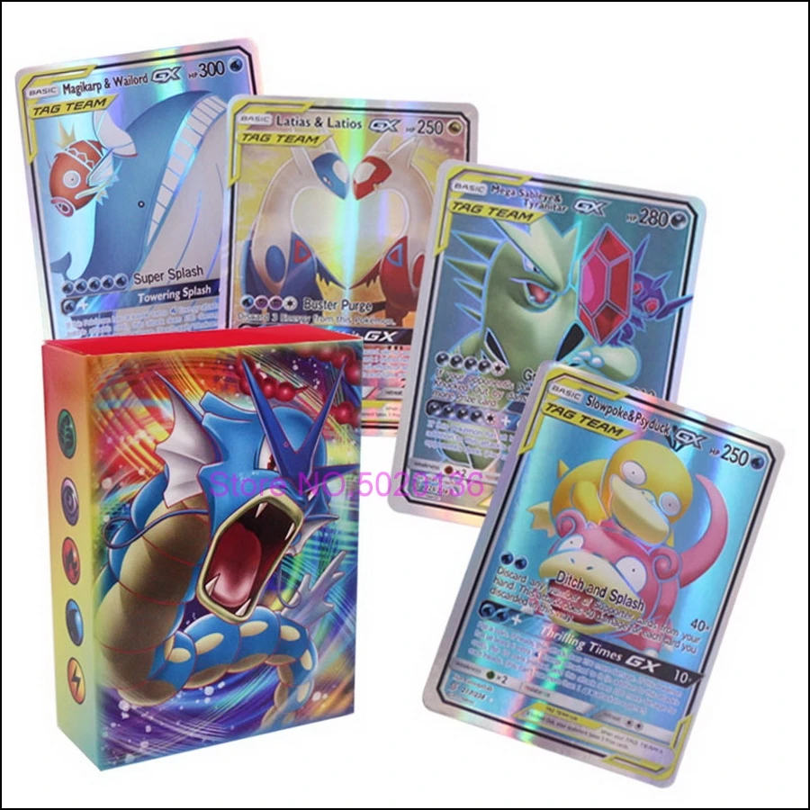 30 60 100 English Pokemon Card Vmax GX Tag Team EX Mega Game Battle Carte Trading Children Toy