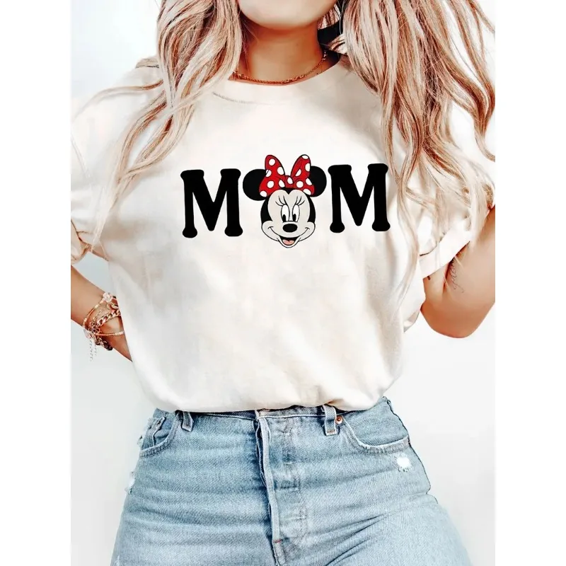 

DISNEY Minnie Mouse Mom Mama Birthday Gift T-Shirt Women's Men Cotton Casual Girl Tee Top Vacation Unisex Trendy Oversized