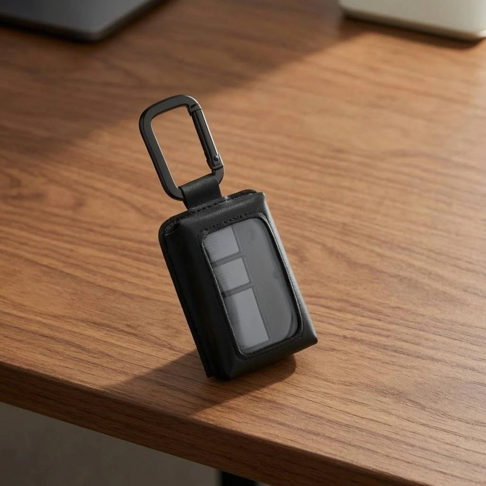 Windowed Opener Case with Bords Cousus PU Leather Portable Keyless Entry Tasche Remote Holder for Convenient Storage and Access