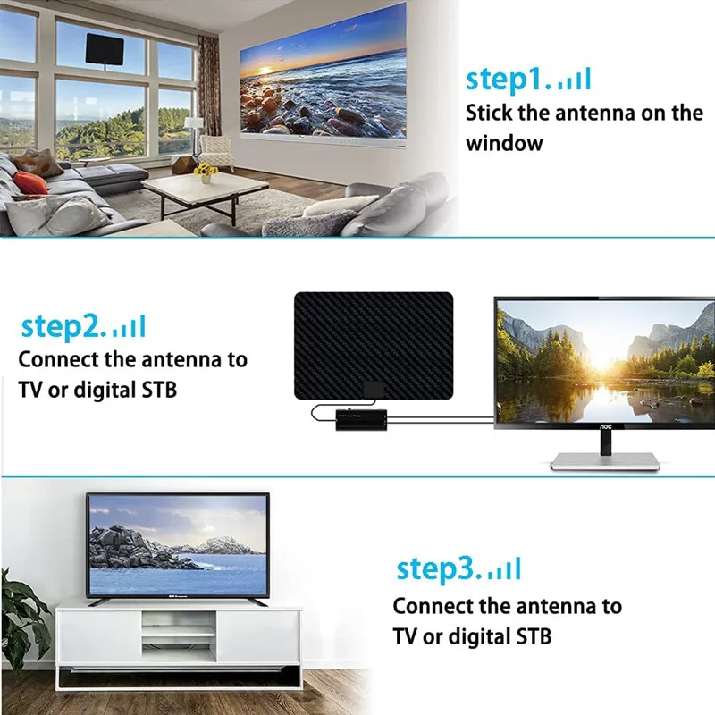 أحدث هوائي تلفزيون لعام 2025، قنوات محلية رقمية عالية الدقة طويلة المدى داخلية للتلفزيون الذكي، جهاز استقبال مساعد سهل التركيب
