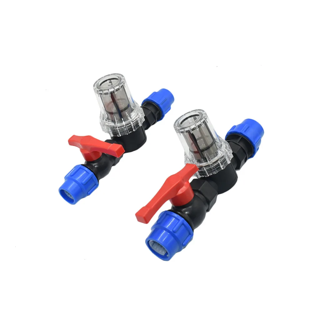 Quick Connect Water Filter Ball Valve Combo Transparent Screen Filter With Shut Off Valve PE Pipe Quick Coupling