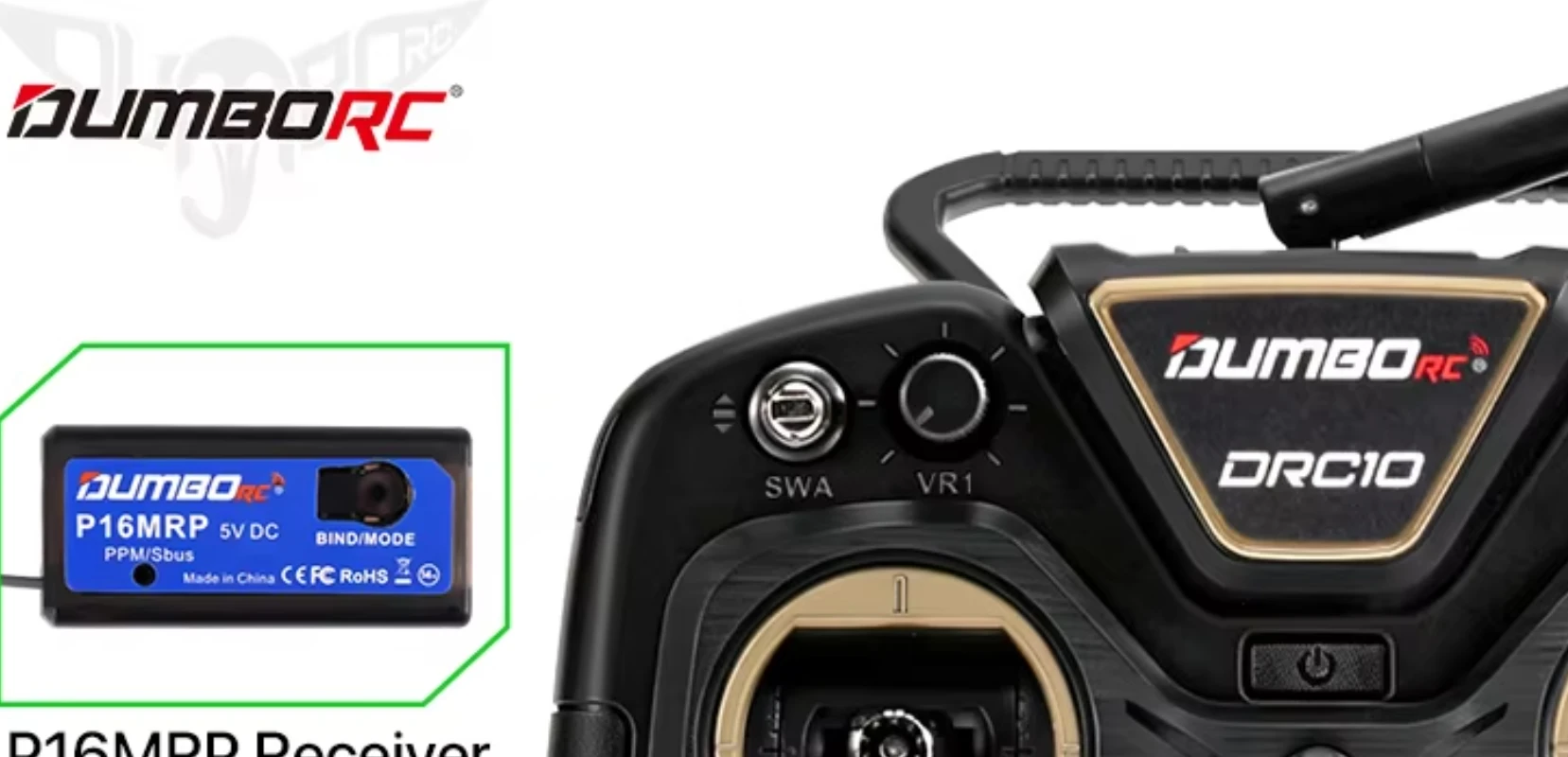DumboRC DRC10 Radio Mode2 10CH 2.4G FHSS RC Transmitter 2000M Range PWM PPM SBUS Simulator Support for RC Car Boat Tank Plane