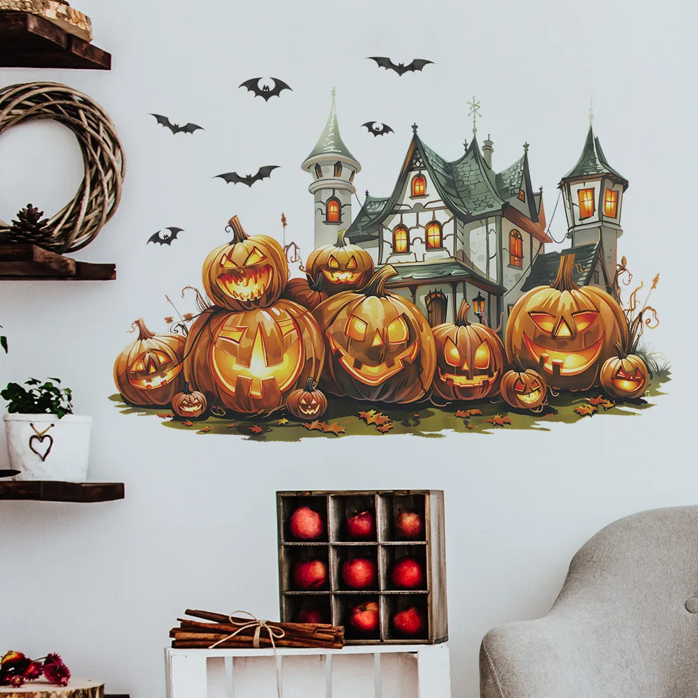 New fashion Halloween horror pumpkin castle living room porch home beautification wall stickers beautiful and convenient