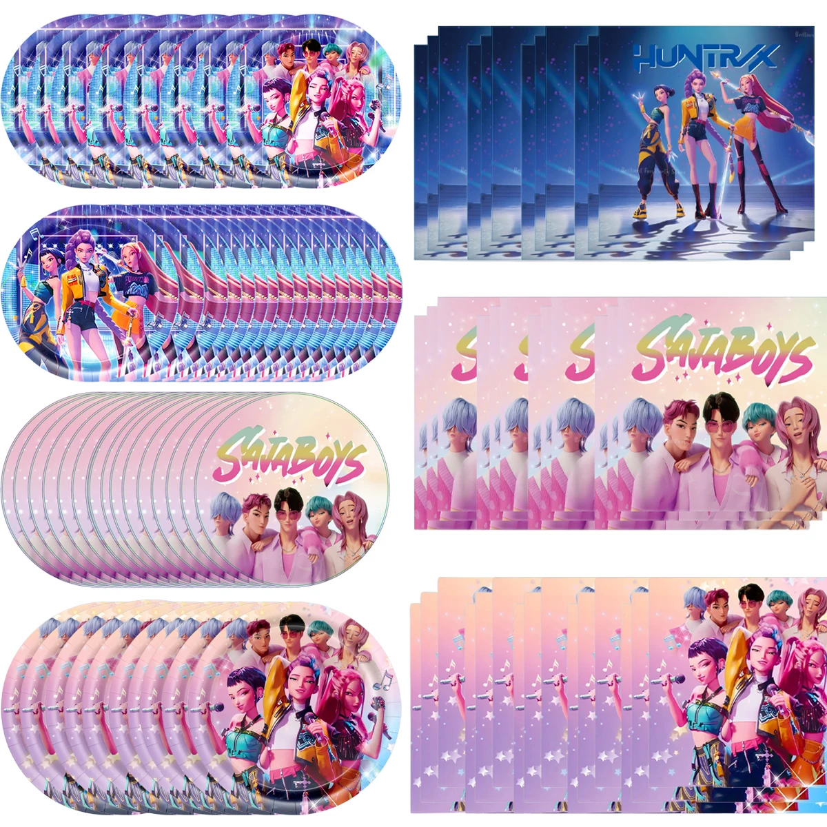 【セール中】KPop デモンハンターズ 誕生日デコレーション 使い捨てパーティー食器 紙皿 ナプキン カップ テーブルクロス ギフトバッグ イベント用品