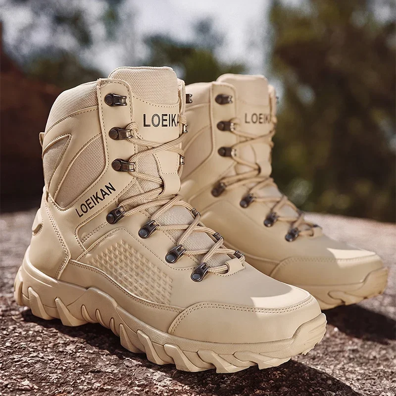 Herren High-Cut Taktische Stiefel PU-Mesh Rutschfeste Dicke Sohle Outdoor-Knöchelstiefel für Männer – Detail 6