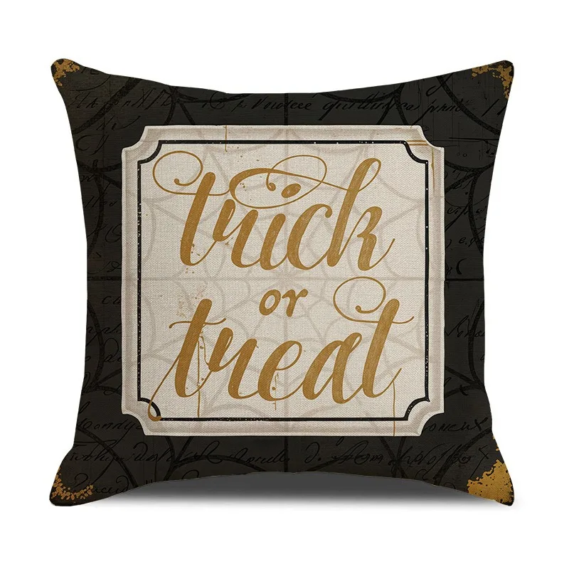 Happy Halloween Throw Pillow Covers,45x45cm Spooky Pumpkin Bat Cushion Case for Sofa Couch Set of 4