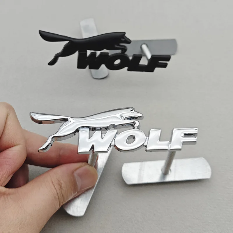 

3D Metal Black Chrome Logo WOLF Car Modified Accessories Grille Front Badge Emblem For Jagura Ford Chevrolet JEEP VW BMW & More