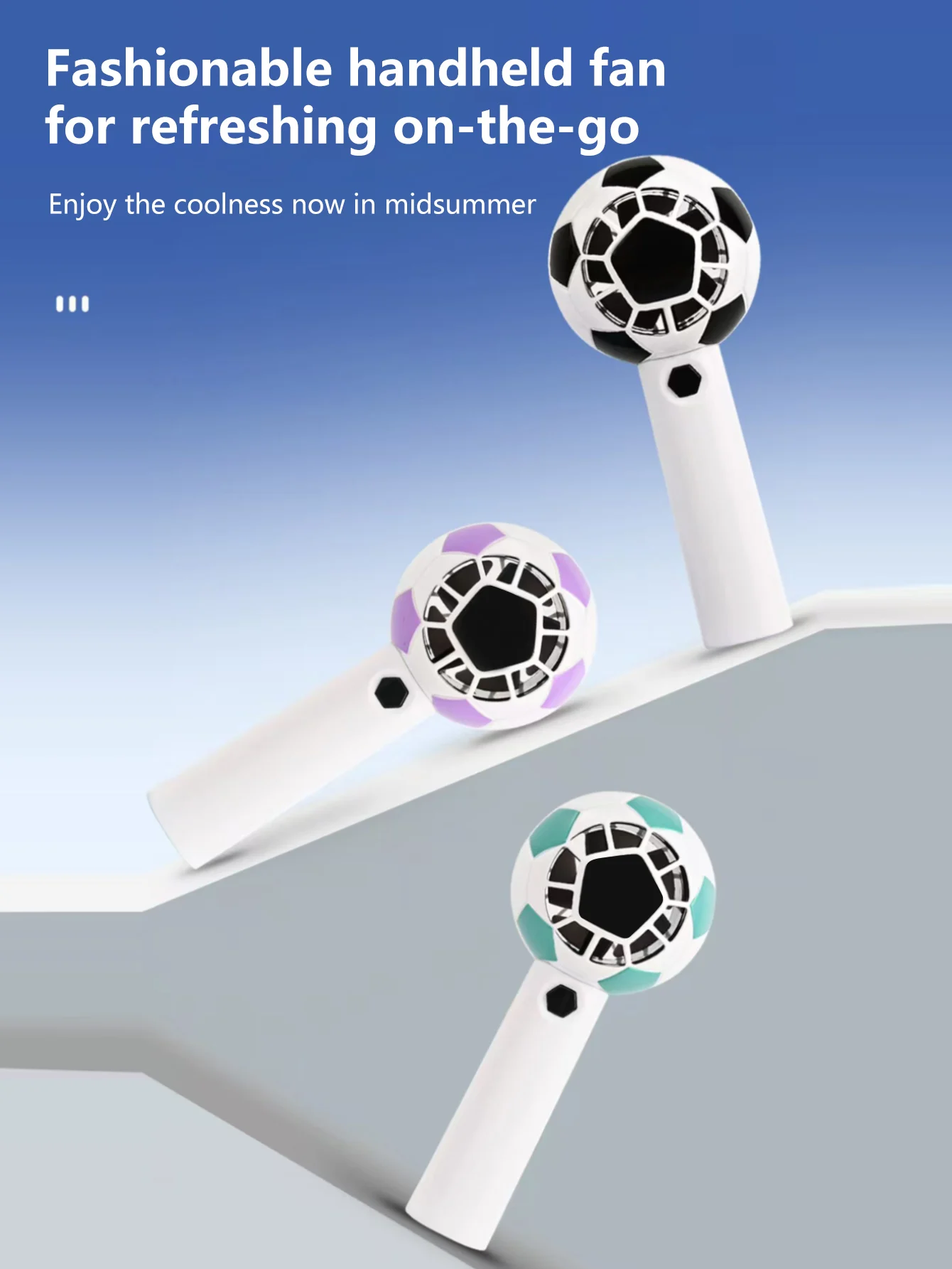 

Портативный мини-вентилятор с дизайном футбольного мяча, USB-перезаряжаемый, аккумулятор 1200 мАч, для офиса, путешествий, летнего охлаждения