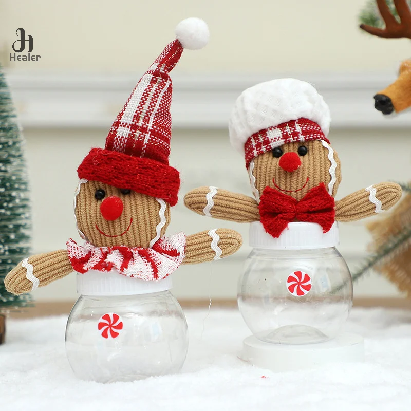 Christmas Gingerbread Man Candy Jar Cookies Snack Transparent Airtight Storage Jar Mini Gifts Case Cute Xmas Decoration