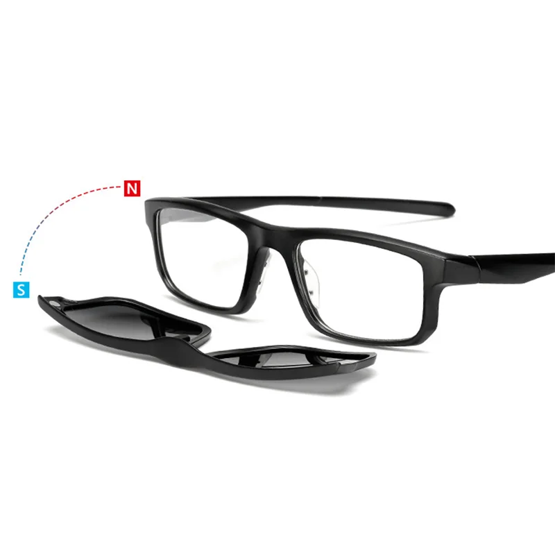 2256 Magnet Clip Square Myopia Glasses 0 -0.5 -1.0 -2.0 To -6.0 , Hyperopia Sunglasses +0.5 +1.0 +2.0 To +6
