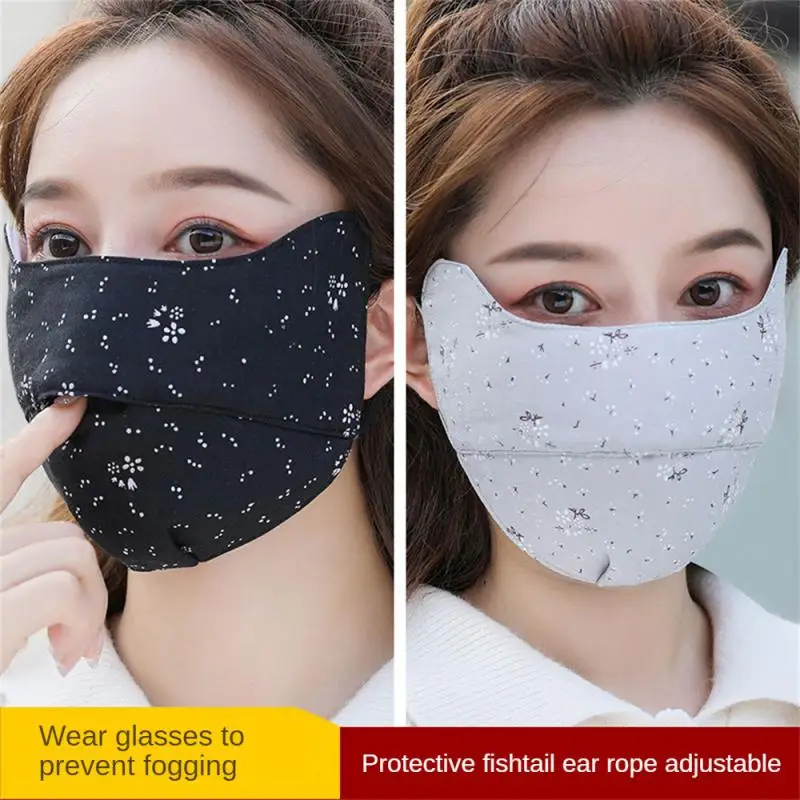 Sunscreen And Windproof Eye Corner Mask Women'S 3ply Thickened Autumn And Winter Dew Nose Breathable Washable Cotton Cloth