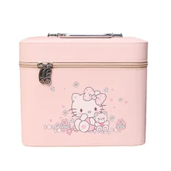 MINISO Hello Kitty borsa per il trucco da donna borsa da viaggio portatile di grande capacità elegante e carina rosa multifunzionale in PU impermeabile