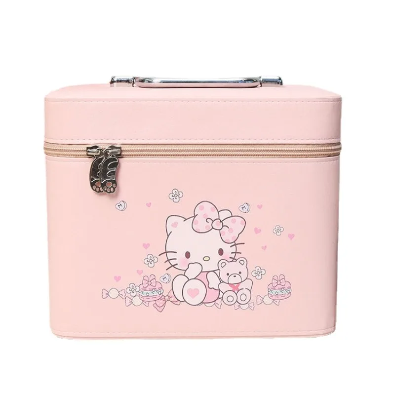 MINISO Hello Kitty Ladies Makeup Bag Portable Travel Large Capacity Stylish Cute Pink Multi-functional PU Waterproof Handbag