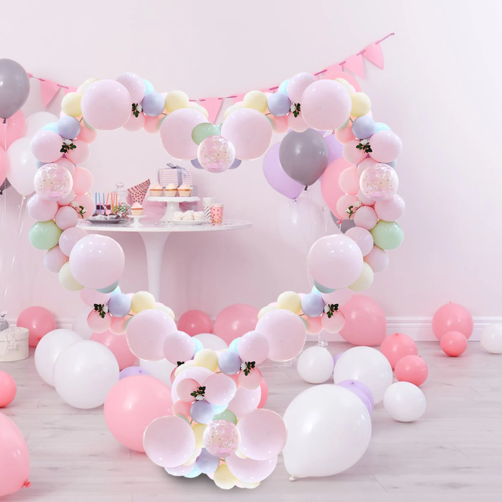 

1.5m Heart Shaped Balloon Arch Kit Plastic Frame Decorations Wedding Birthday Party Holiday Anniversary Graduation Baby Shower