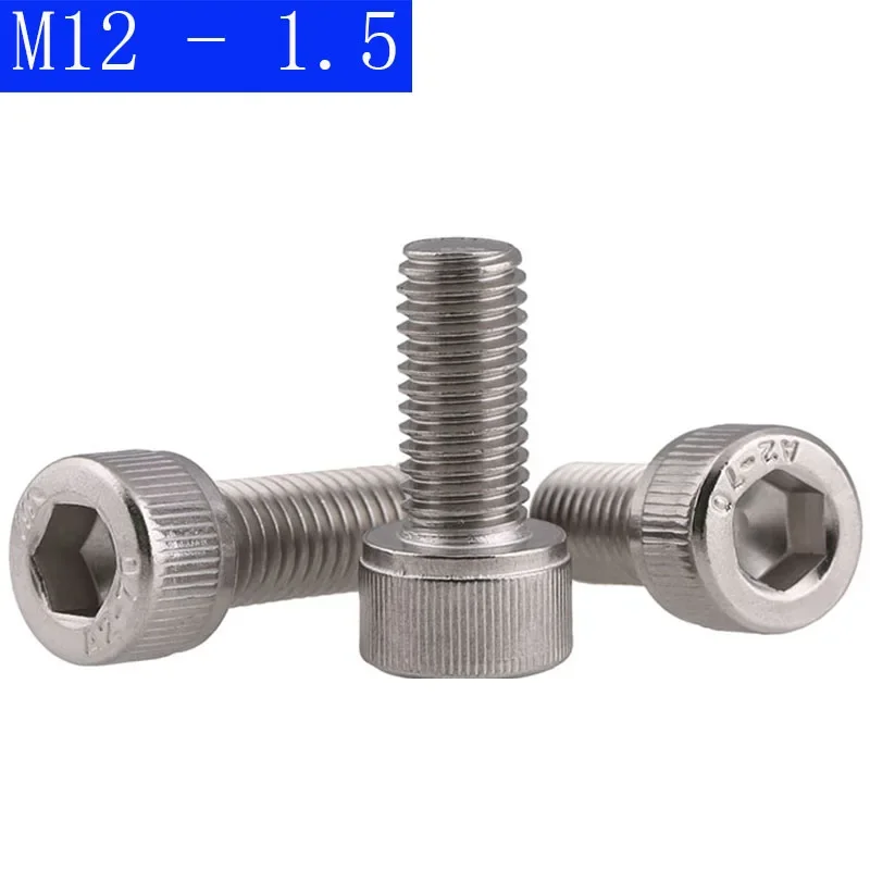 

M12 - 1.5 ( 12mm ) Fine Thread 304 Stainless Steel Socket Head Caps Screws Metric DIN 912