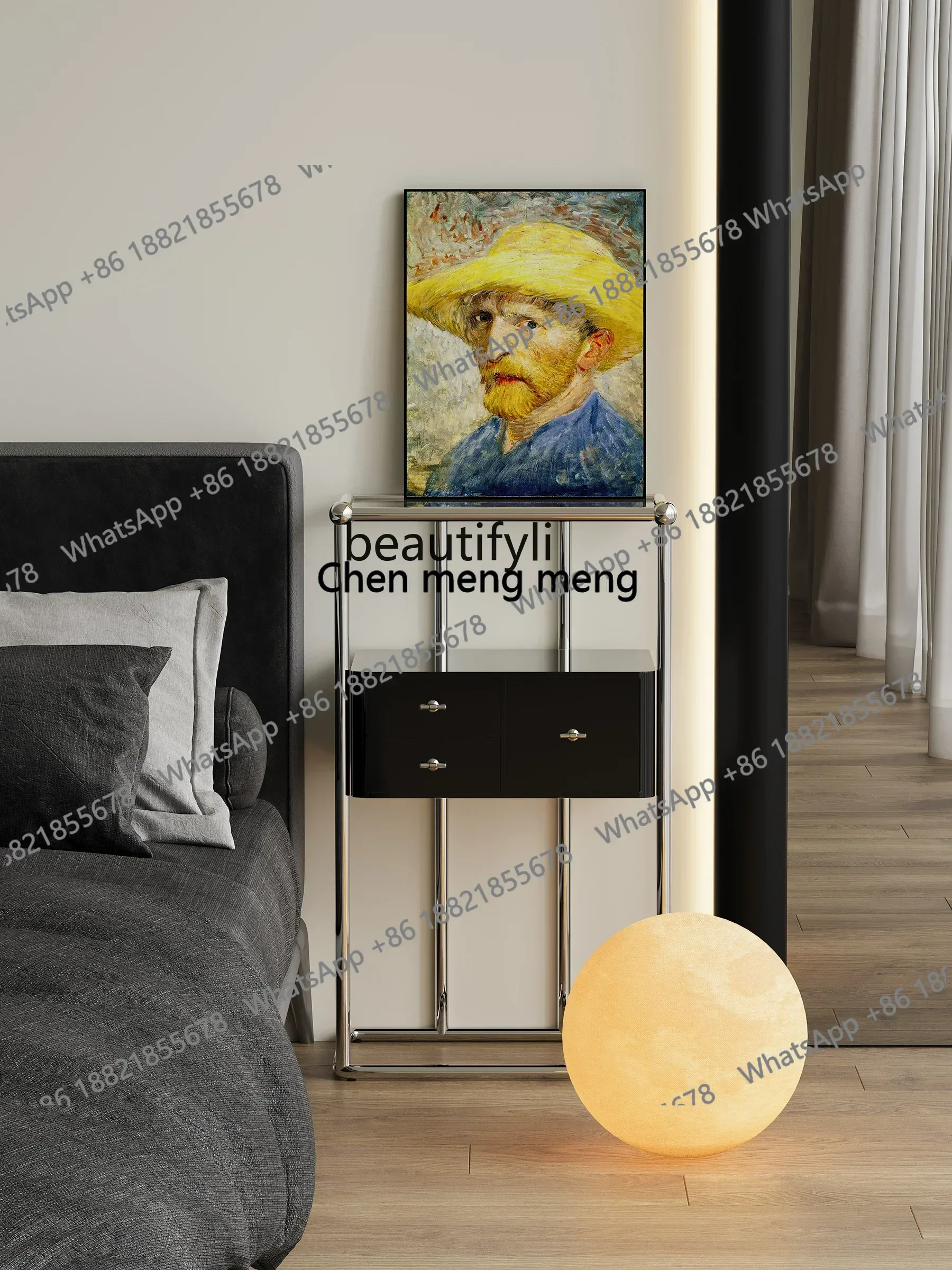 Simple Bedside Dresser Double Layer High Cabinet Small Apartment Multifunctional Cabinet