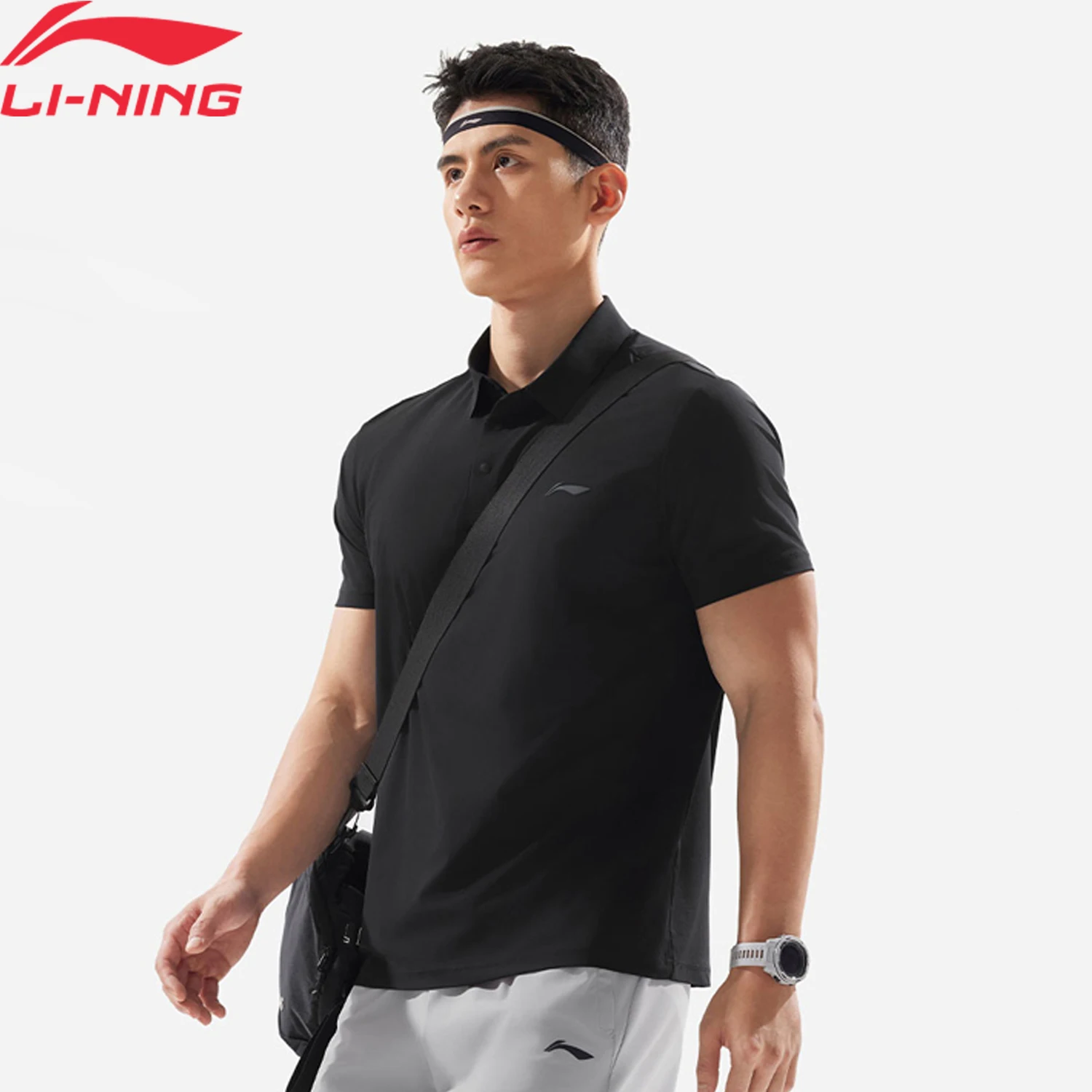 

Мужская тренировочная рубашка поло Li-Ning AT DRY FREEZE Reguler Fit 74% полиамид 26% эластиновая подкладка футболки с короткими рукавами APLV039