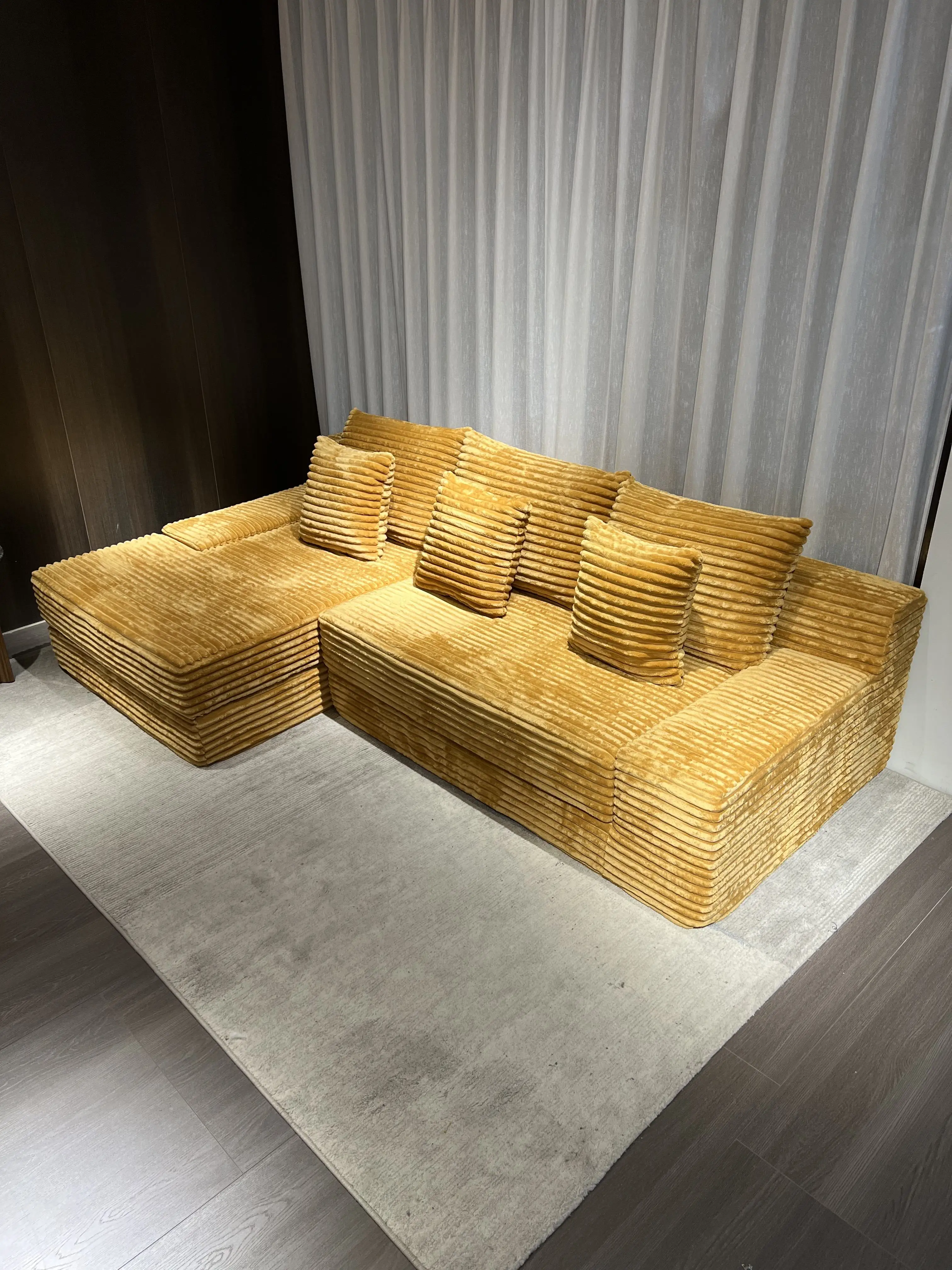 Coofull Modern Comfortable Rectangle Sofa Set Compressed Vacuum Furniture for Living Room or Hotel Made of Fabric for Villas