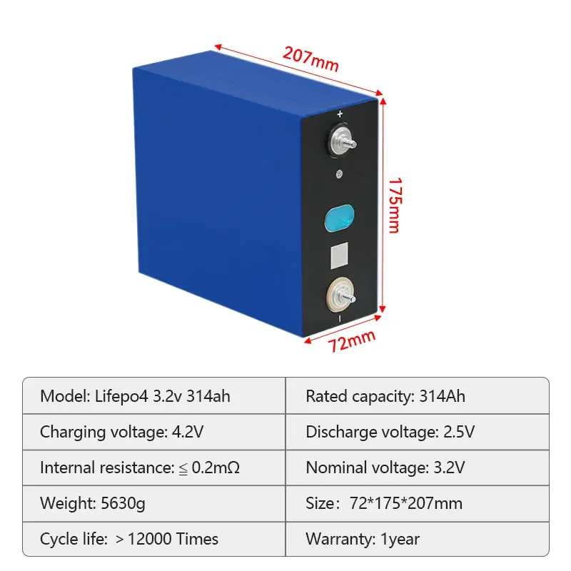 Gotion 3.2V 314ah 330ah 340ah 150ah 102ah 52ah 50ah A Grade LiFePO4 Prismatic Cell for Large-Scale Industrial & Commercial Energ